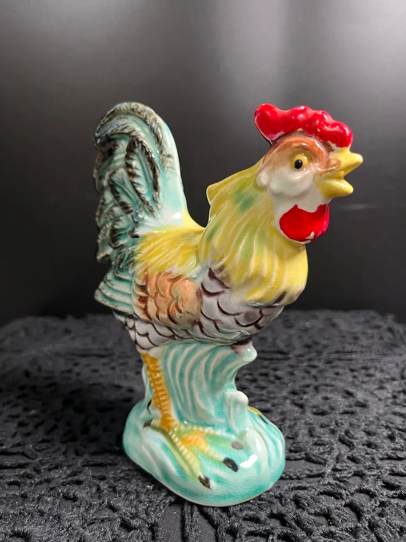 Multi Colorful Ceramic Rooster-Made in Japan-Lot 35