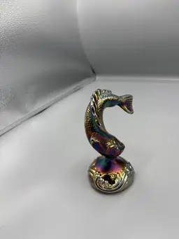 Vintage Fenton Carnival glass iridescent Koi Fish
