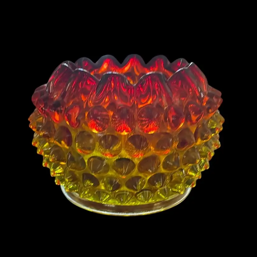 Hobnail Amberina Graduated Rose Bowl