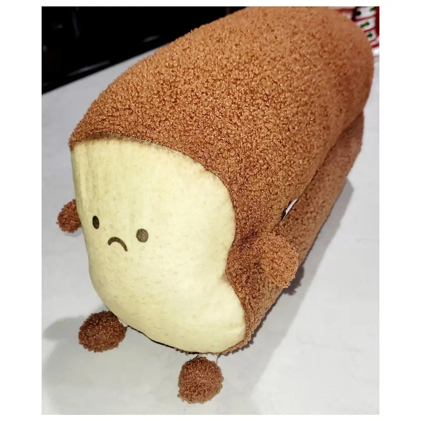 X-Dolls Japanese Loaf Of Bread Sad Face Jumbo Size 18in x 12in. x 8in. EUC