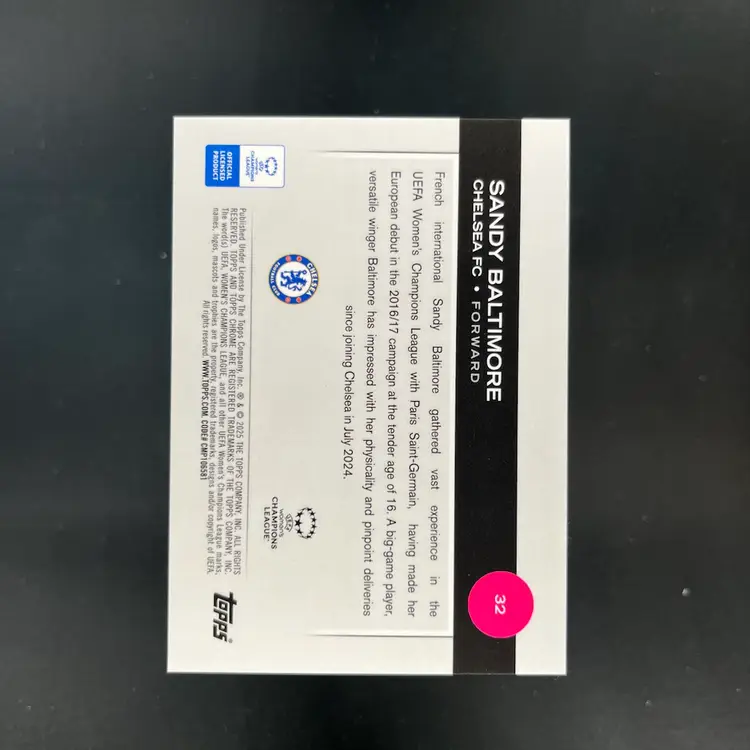 Sandy Baltimore 2024/25 Topps Chrome Pink /250 Soccer Card