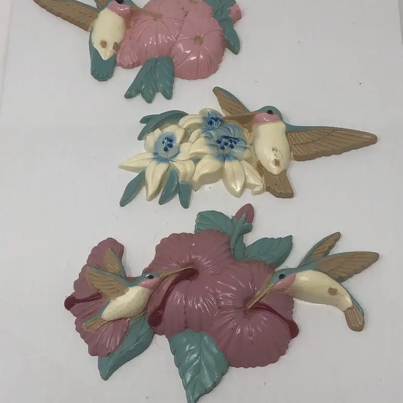 Burwood Products Set of 3 Hummingbird Wall Hanging Plaques