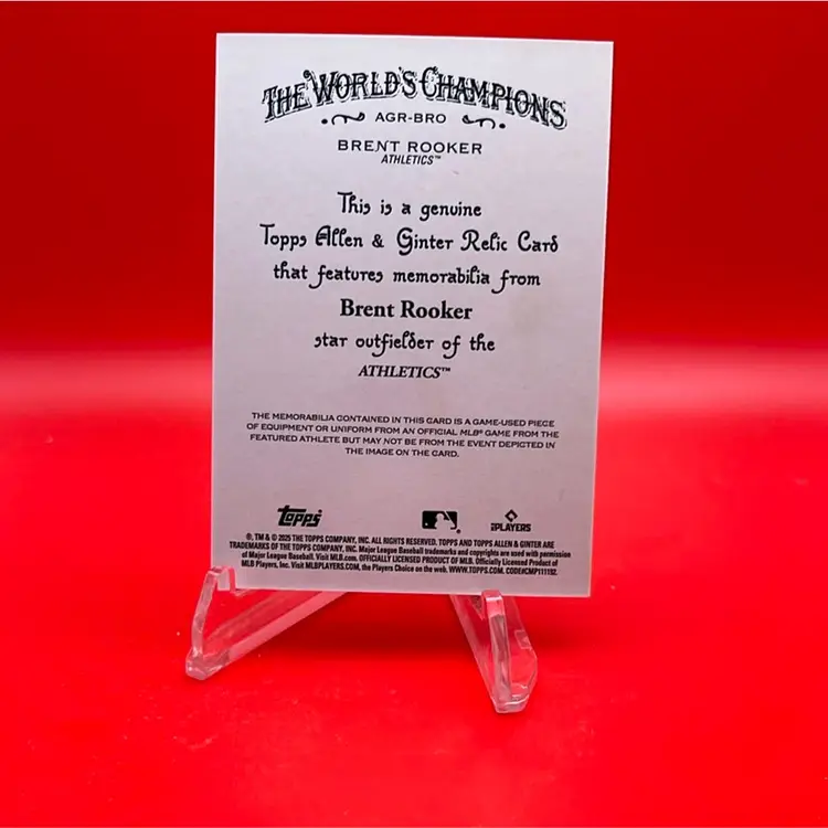 Brent Rooker 2025 Topps Allen & Ginter Full Size Relic Athletics