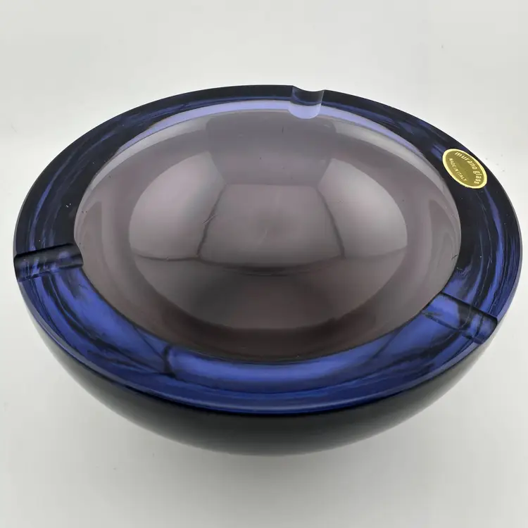 MCM Murano Smokey Blue Sommerso Blown Glass Ashtray