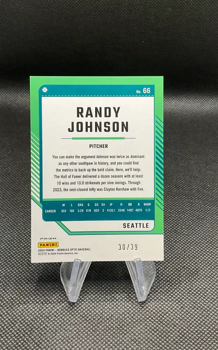 RANDY JOHNSON 2024 Donruss Optic Block Velocity Prizm #/39- Seattle Mariners 