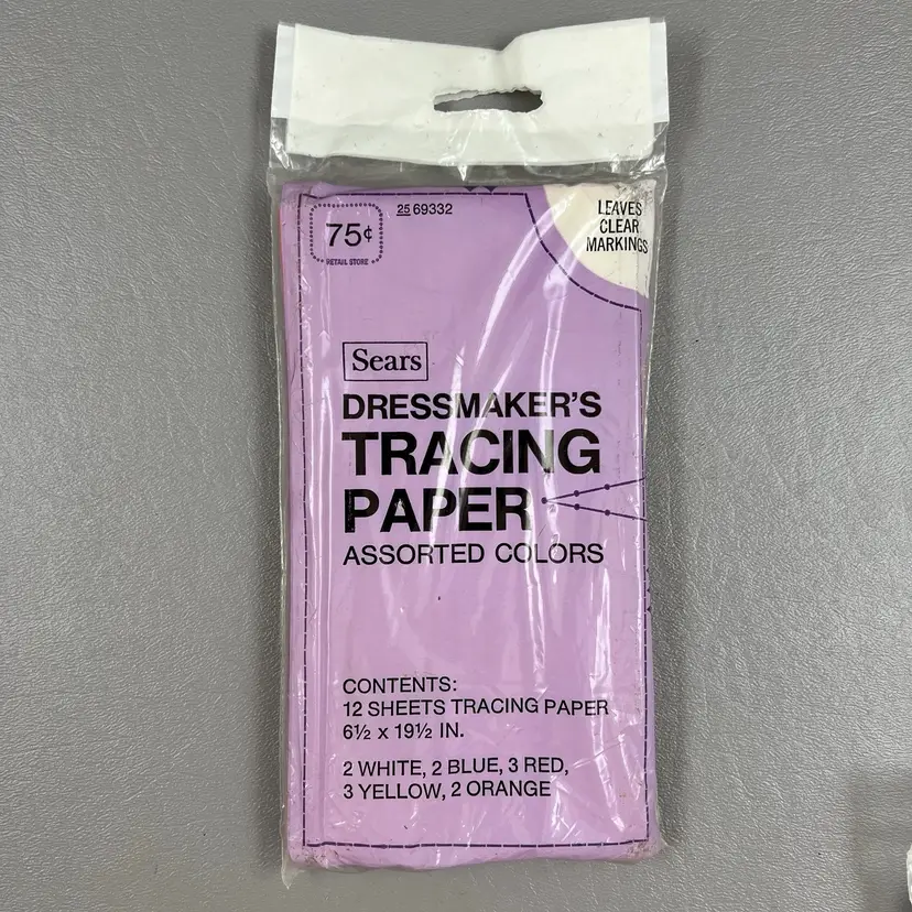 New Vintage Sears Dressmakers Tracing Paper 12 Sheets Assorted Colors Sewing Crafts NOS USA