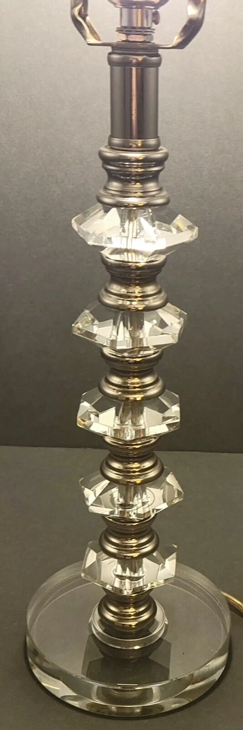 Stacked Diamond Jewel Cut Clear Lucite Acrylic Table Lamp