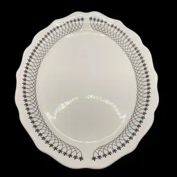 Vintage Syracuse China Black Lace Fleur-de-lis Oval Platter Restaurant Ware 1923