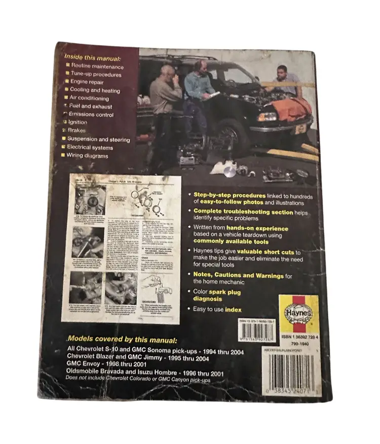 Vtg Haynes Repair Manual Chevrolet S-10 & GMC Sonoma Pick Ups Blazer Jimmy 1994-2004 24071 GC