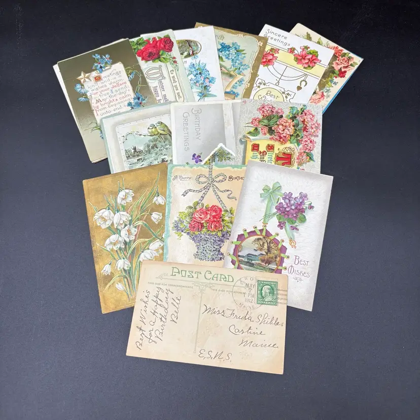 #10 - Lot Of 3 Antique Postcards.  Early 1910s-1920s Most With Stamps and Postmarked. Used Condition - As Is