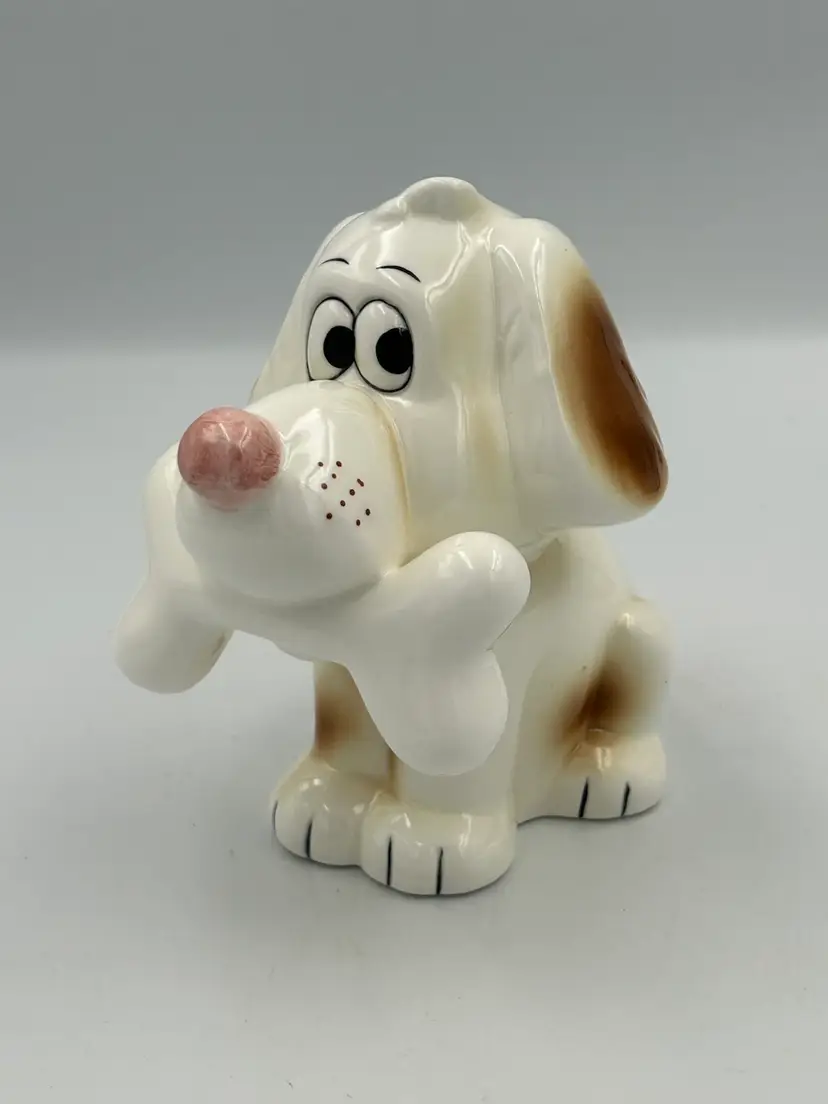 Vintage Dog With Bone, Ceramic Piggy Bank