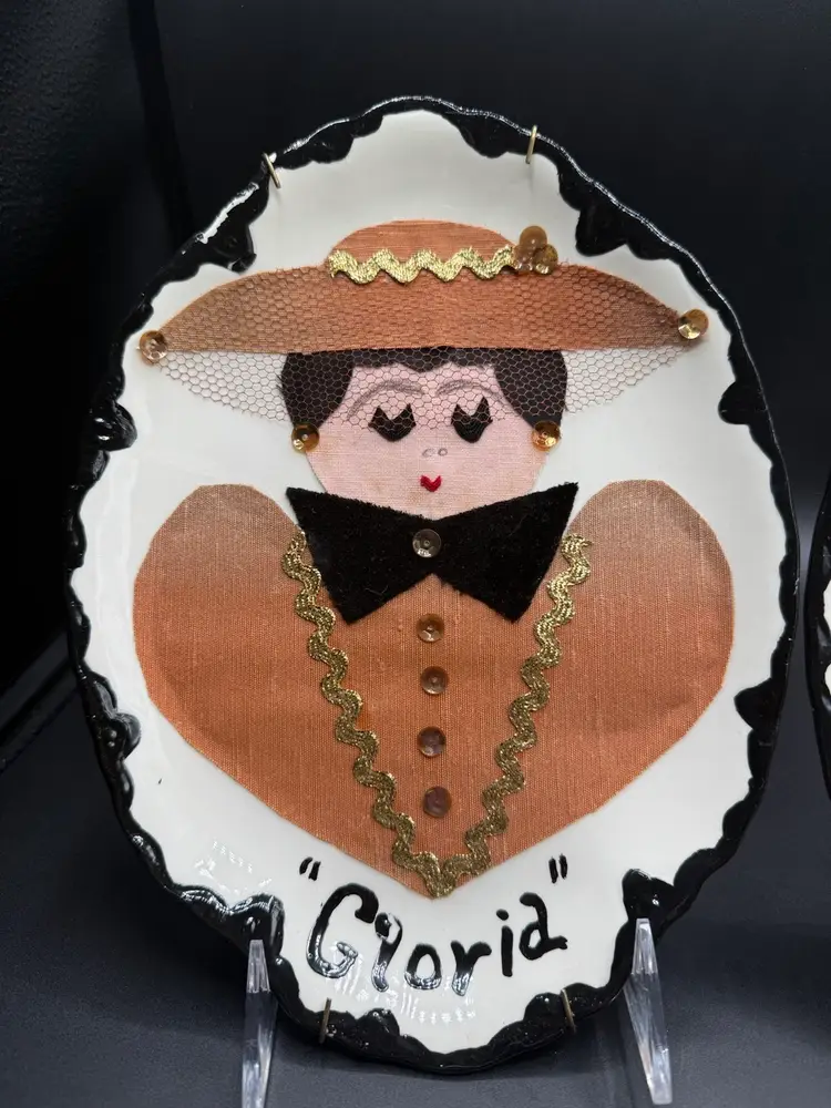 Gloria & Busty Fabric Decoupage Kitschy Plates