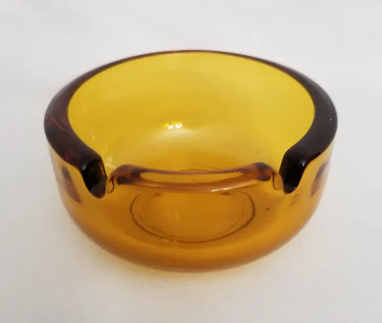 Vintage Amber Glass Ashtray