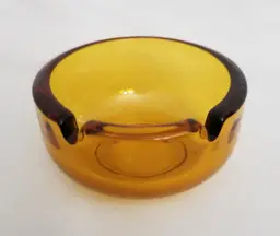 Vintage Amber Glass Ashtray