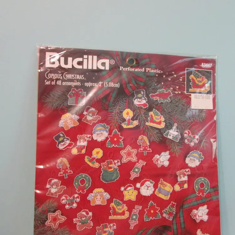 vintage Bucilla Plastic Canvas Copious Christmas 48 Ornaments 1996