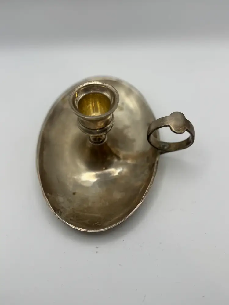 Silver Tone Brass Chamber Candle Holder 6” X 4” X 3” Made In India