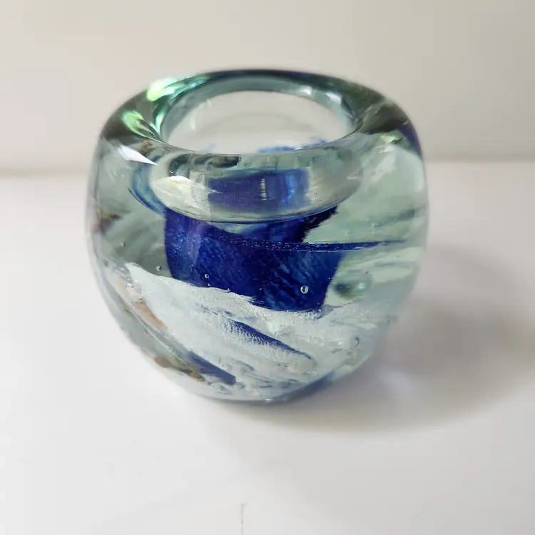 Kerry Glass Ireland hand-blown globe and tea light/votive candle holder.
