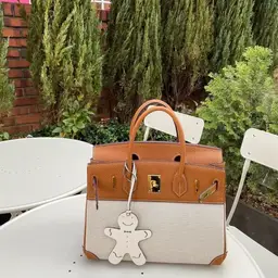 Leather & Canvas Structured Top-Handle HandBag