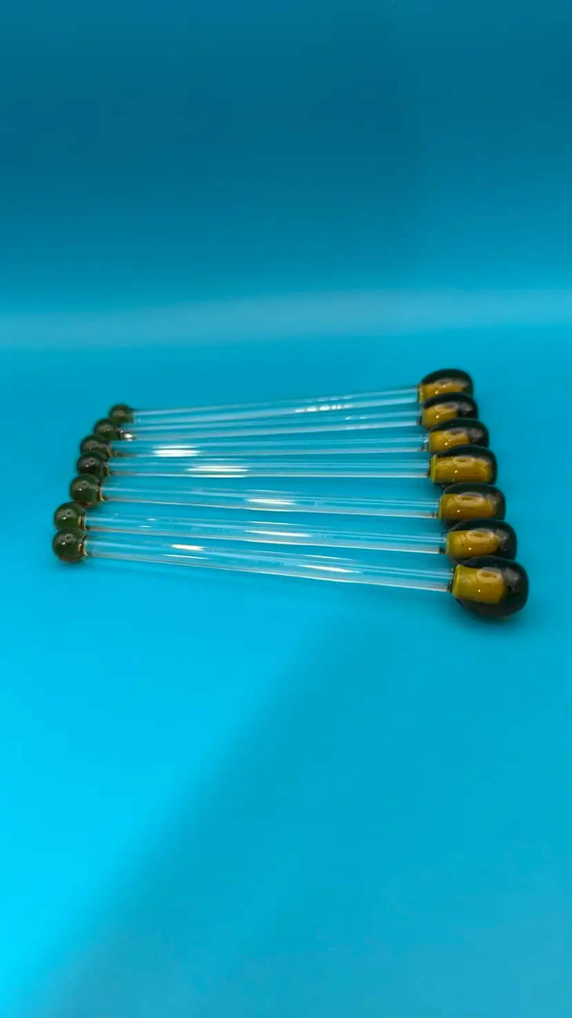 Glass Olive Cocktail Swizzle Sticks Set of 7 Martini Glass Stirrers 5"