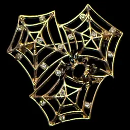Spider On Rhinestone Web Brooch 2”
