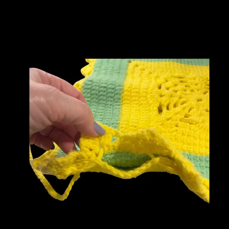 Handmade Crochet Pillow Cover Yellow/Green Square | 15”