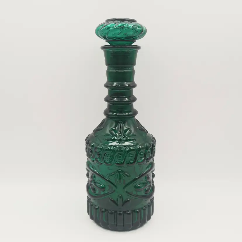 Emerald Teal Green Jim Beam Decanter Liquor Bottle with Stopper