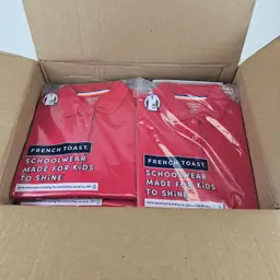 XS Girl's Uniform Polo Shirt Lot 12 Shirts Per Box Bagged with Hangars