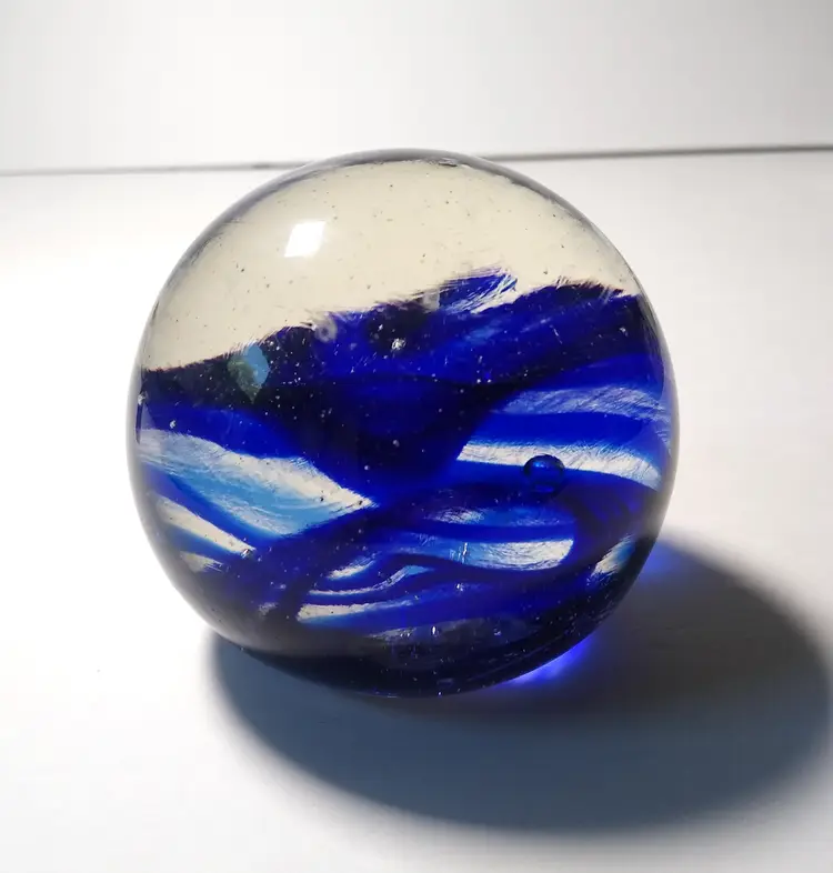 Blue Swirl Glass Paperweight