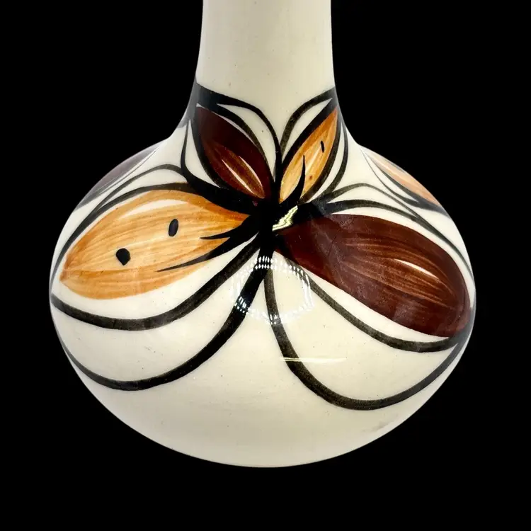 Hawaiian Pottery Bud Vase With Flower 6” Made in Hawaii