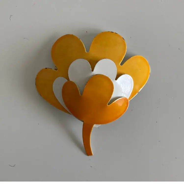 1960’s Yellow And Orange Enameled Coro Brooch Pin