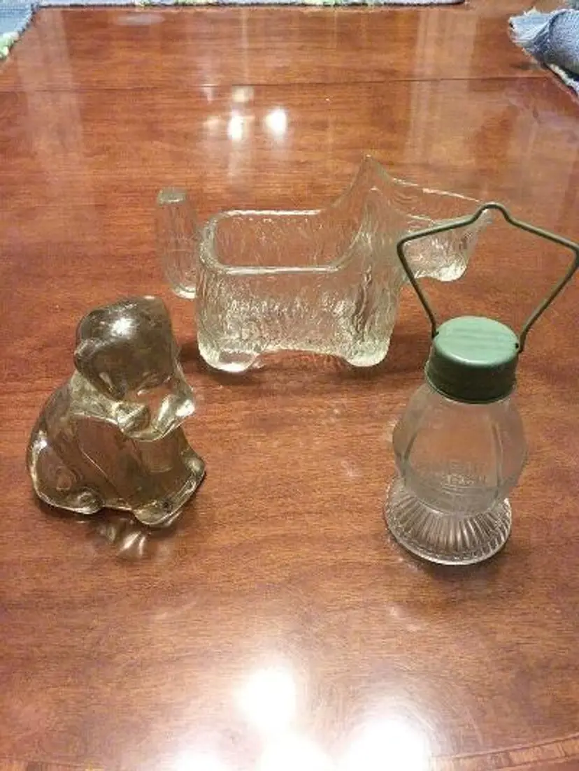 Vintage Figural Glass Candy Containers Lot Of 3