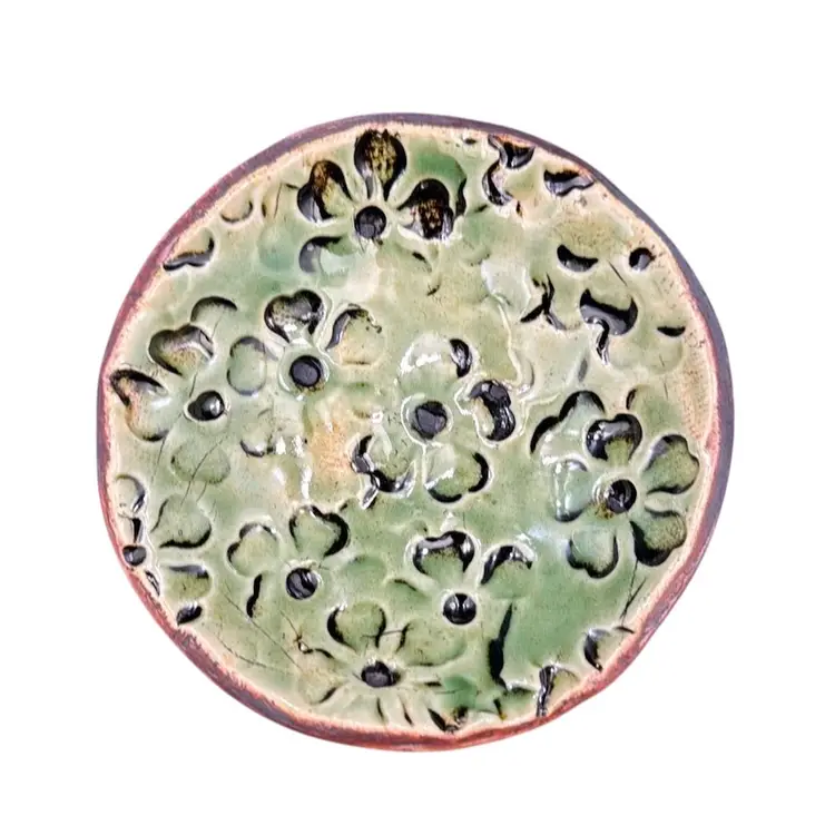 Handmade Pottery Rustic Flower Trinket Dish made by Traci Brown