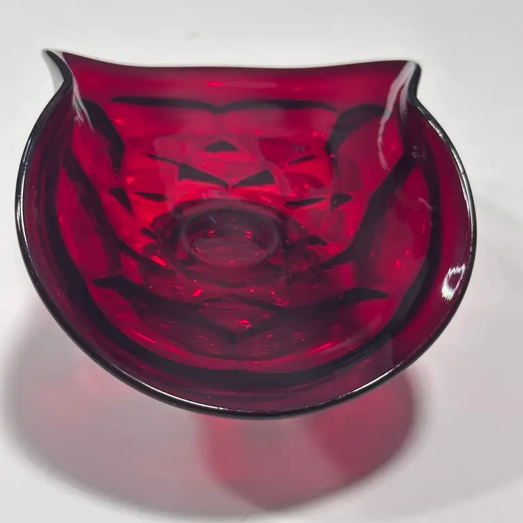 #1461 MCM, Ruby Red Glasses, Viking, Free Form Mini Candy Dish Footed