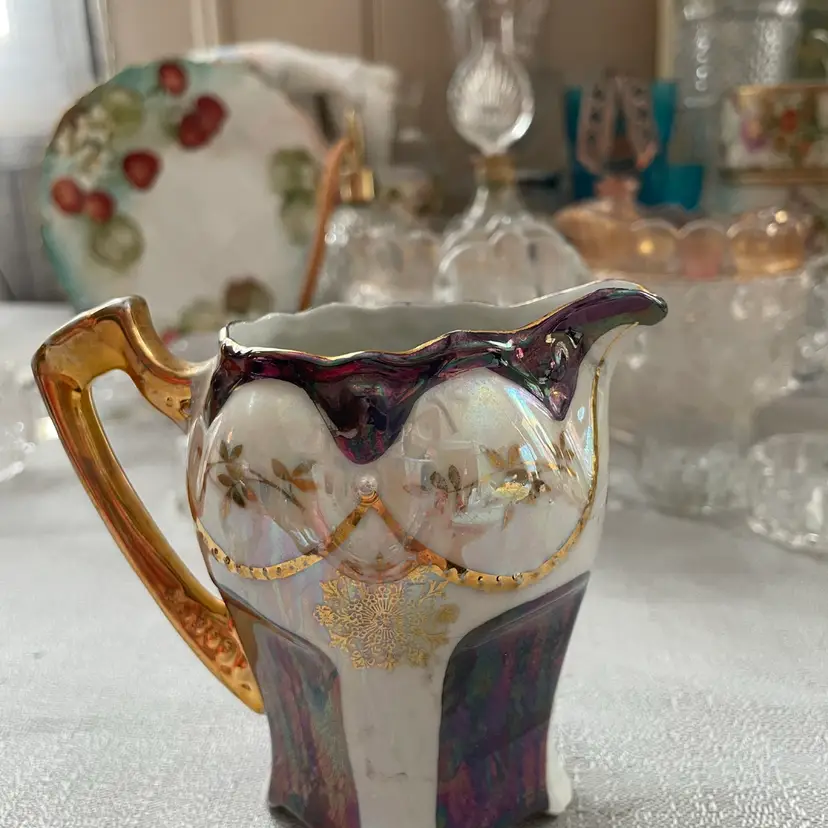 Antique German Porcelain Lusterware Pitcher