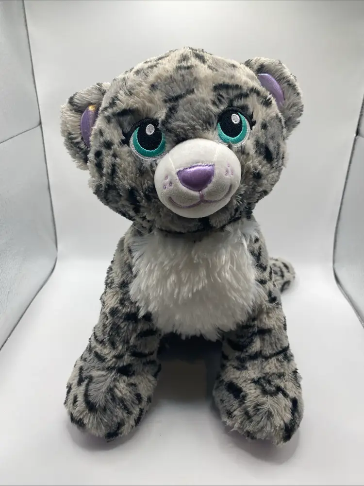 Build A Bear Snow Leopard Teal Eyes Purple Sparkle Plush Stuffed 12" Retired