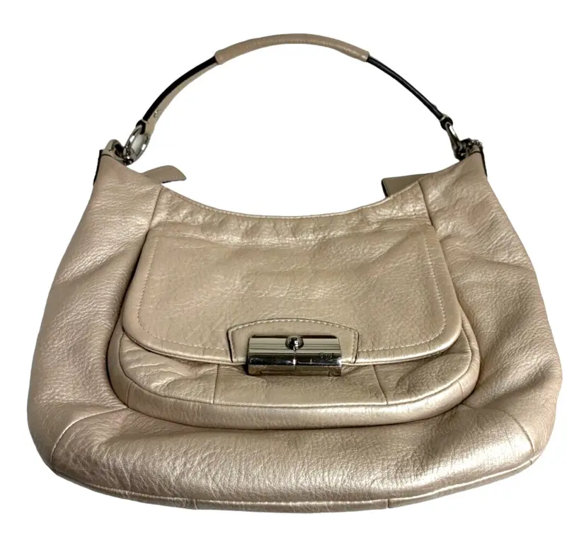 Coach Kristin Champagne Beige Leather Hobo Shoulder Bag F22306 Handbag Purse