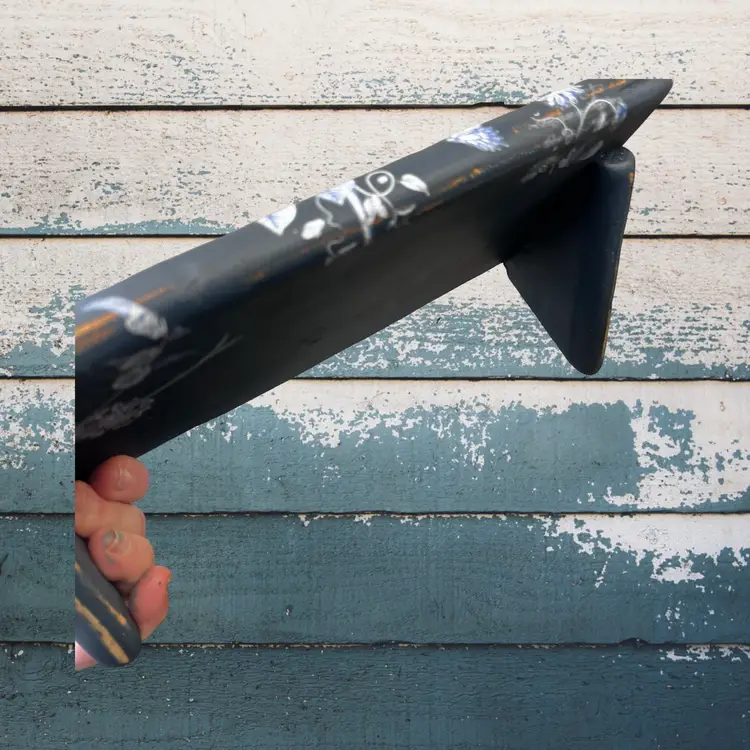 Vintage Upcycled Hand Painted Blue & White French Country Floral Wood Wall Display Shelf Farmhouse Country Cottagecore