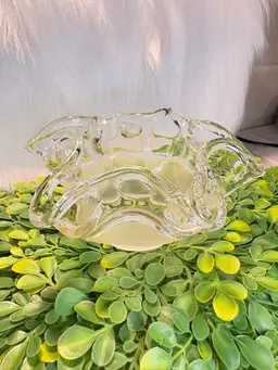 Modernist Freeform Clear Glass/Matte Amber Bottom Art Glass Bowl