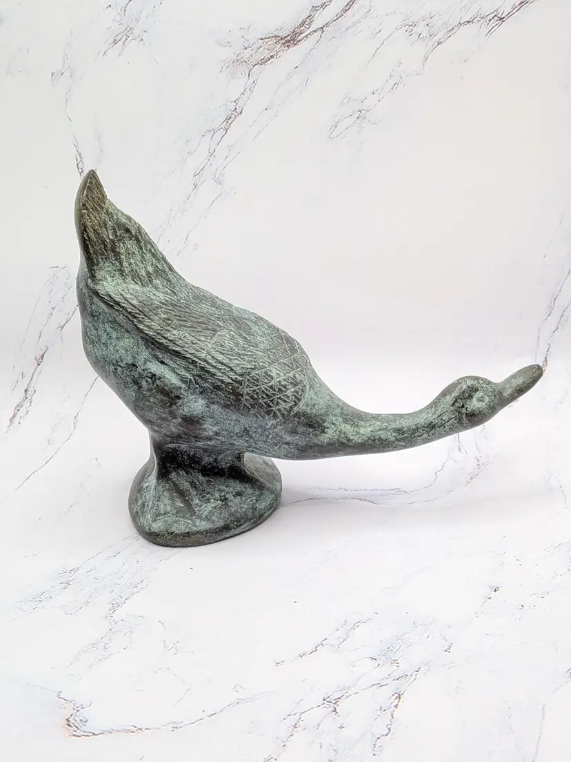 vintage brass duck goose heavy patina natural oxidization