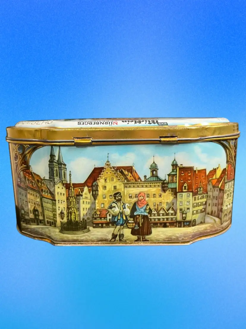 Vintage Hinged Tin-"Fine Spiced Cakes"-Gottfried Wicklein-Germany-Lot 54
