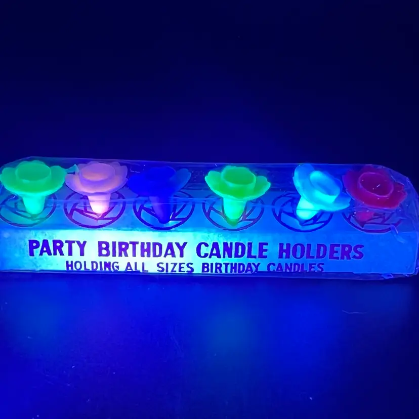 NOS Birthday Candle Holders Set Of 6 GLOW