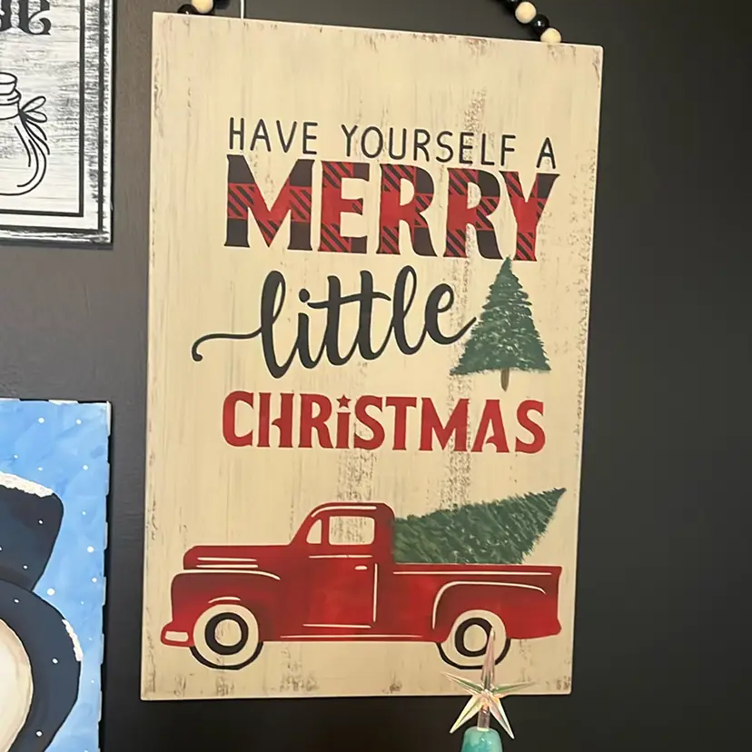 Red Truck Christmas Sign