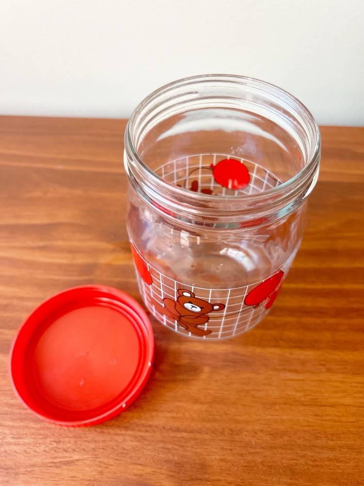 Vintage Glass Teddy Bear Balloon Canister Container Made In France