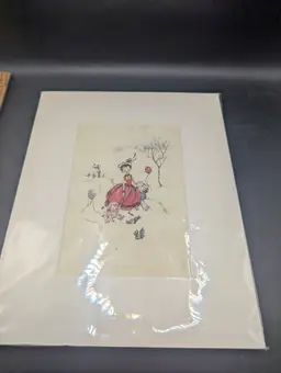 Vintage Donald Art Mother & Child In Vintage White Stamped Wall Hanging Unframed.