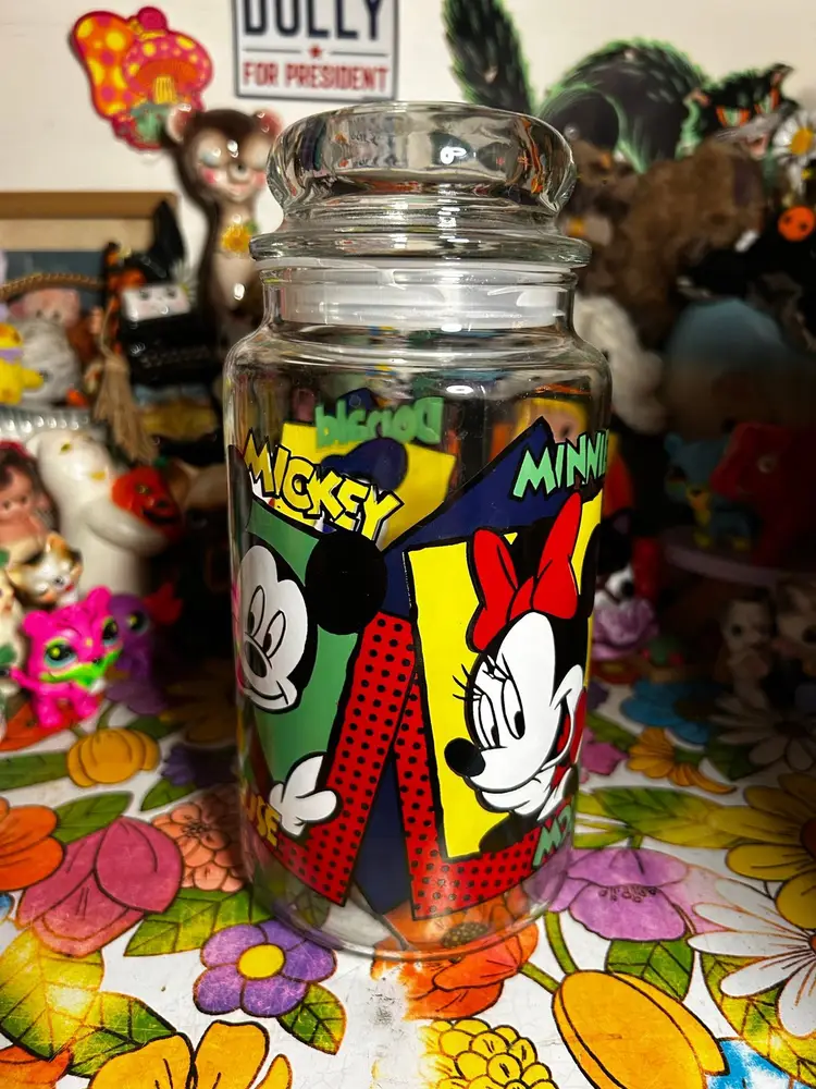 Vintage Disney Colorful Glass Canister