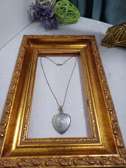 Vintage Silver Heart Shaped Locket With Mandala Design And comes With Chain, Opens up From The Bottom