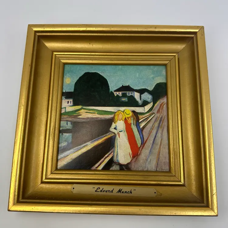 Edvard Munch Art, Four Girls On the Bridge, Norway Print Wall Art Framed