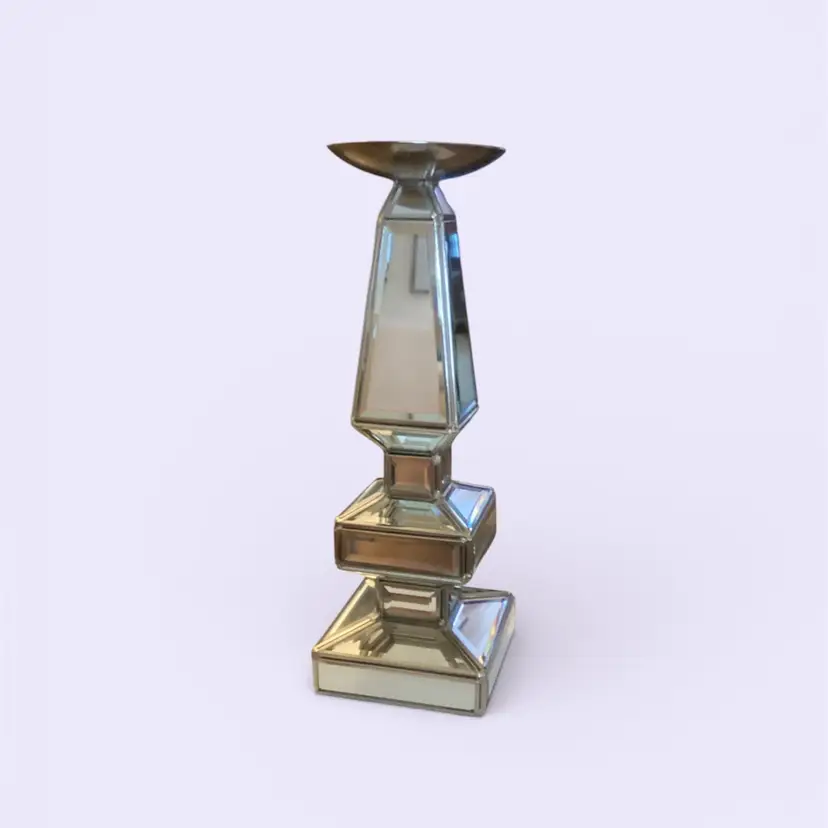 Vintage 1970’s Mirrored Pillar Candle Holder 13.25” x 4.5”