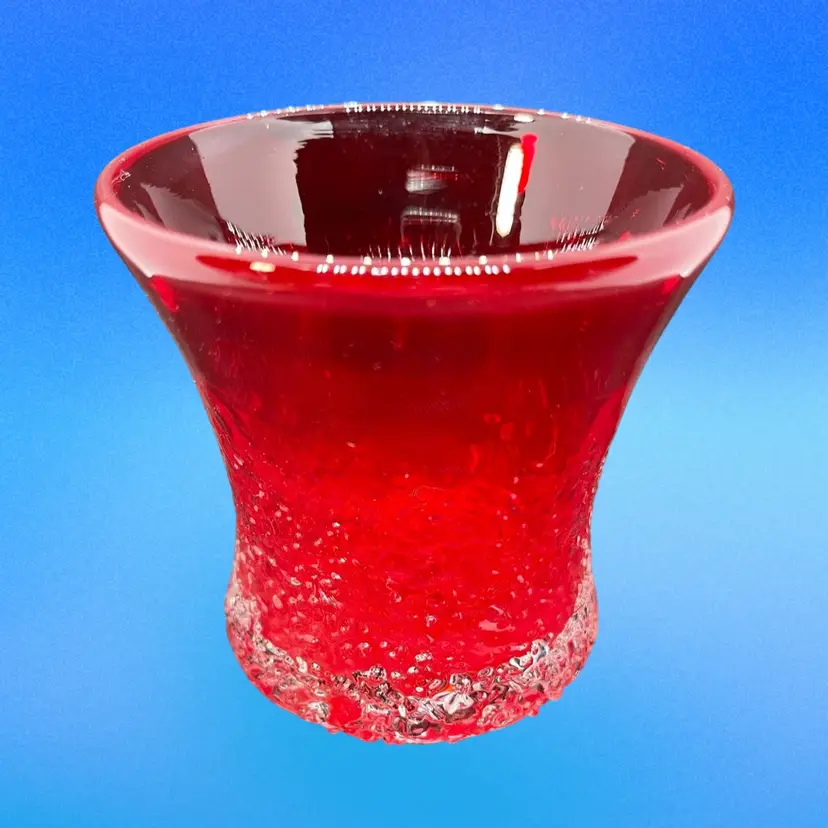 Vintage Overshot Glass Tumbler Red