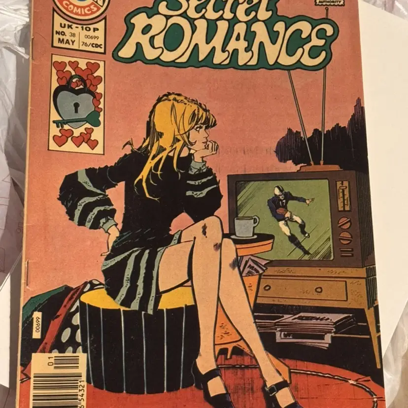 Secret Romance 38 Charlton Comic Psychedelic Good Girl Cover January 1975 bronze